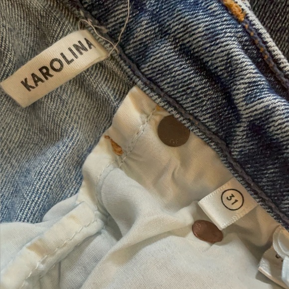 GRLFRND Karolina Crop Slightly Distressed Blue Denim Jean Sixpence Wash Size 31 - Picture 9 of 11
